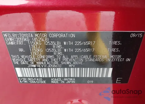 2015 Toyota Rav4 Xle z USA, uszkodzony, nr VIN JTMWFREV1FJ058610